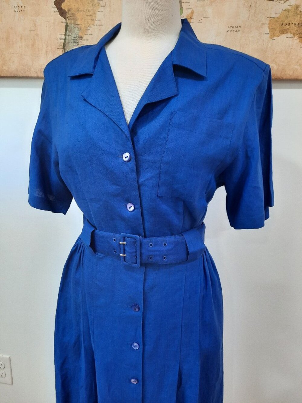 Vtg 90s linen dress w/ belt - Nordstrom brand - Picture 6 of 16